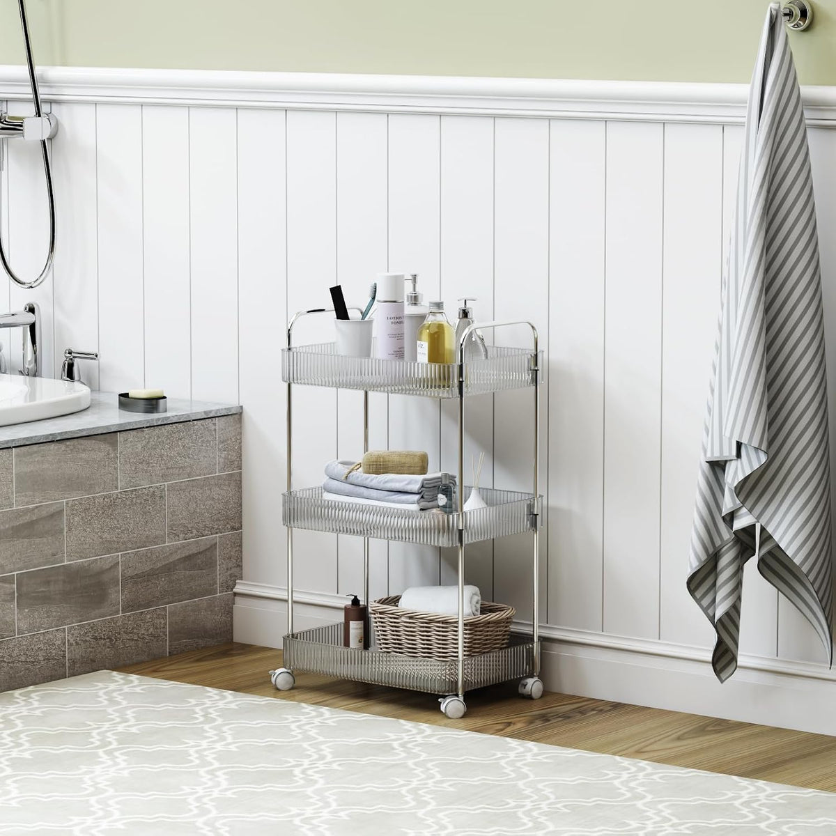 3 Tier Acrylic Rolling Utility Cart