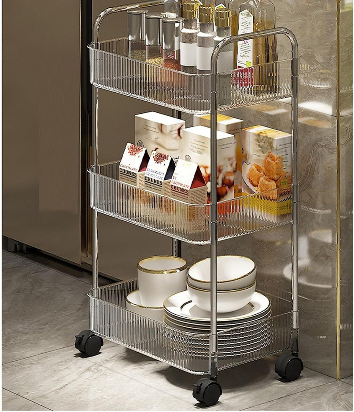 3 Tier Acrylic Rolling Utility Cart