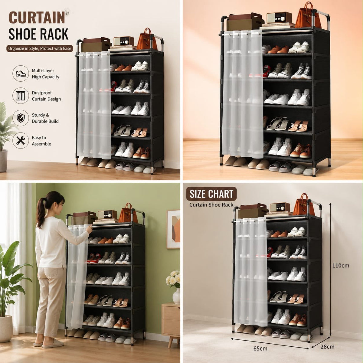 Curtain Shoe Rack
Premium Quality