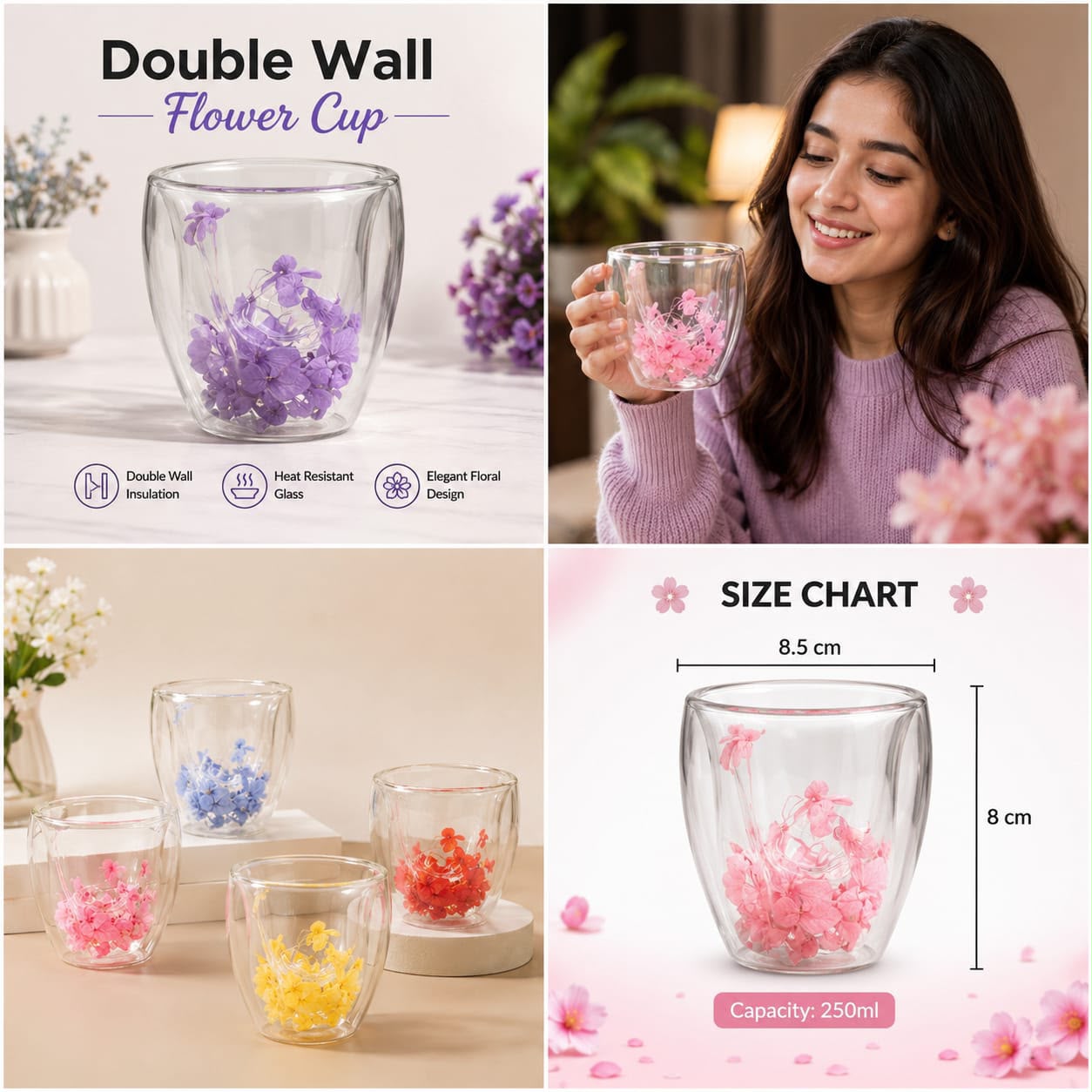 Double Layer Floral Glass