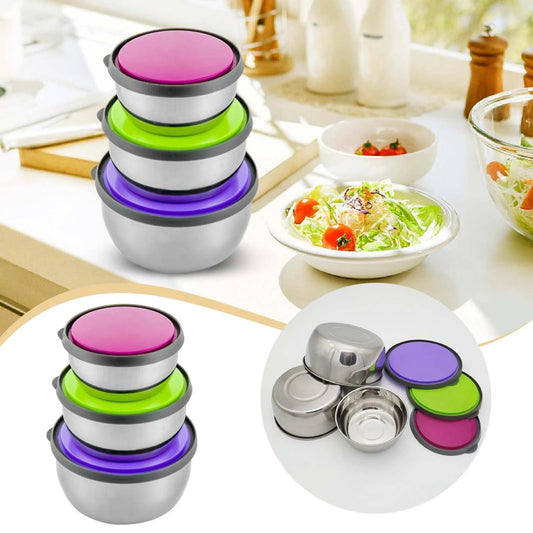 Stainless Steel Colorful 3pcs Bowl Set