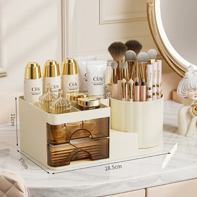 Desktop Cosmetic Organizer With Brush Holder