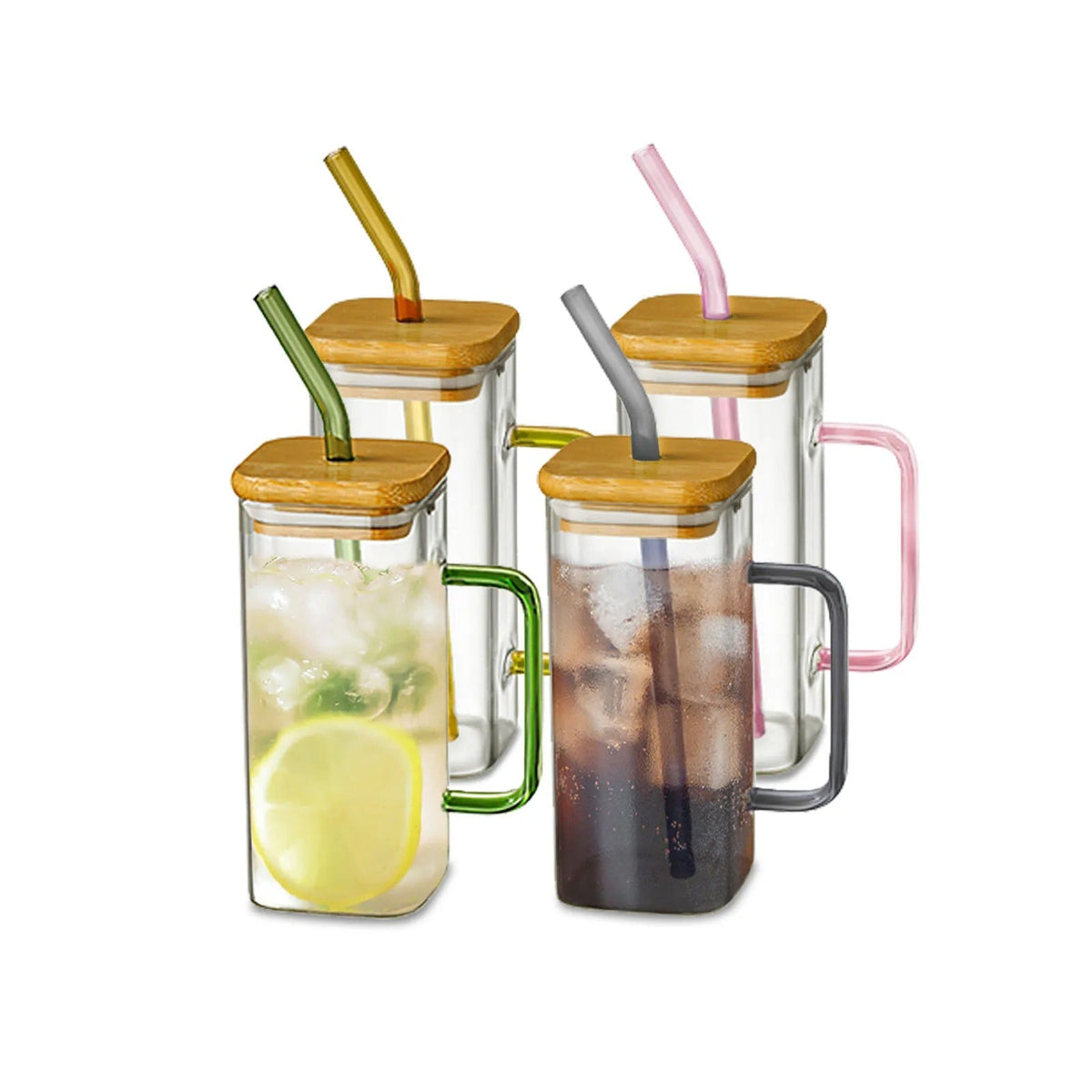 Square Glass Tumbler & Straw