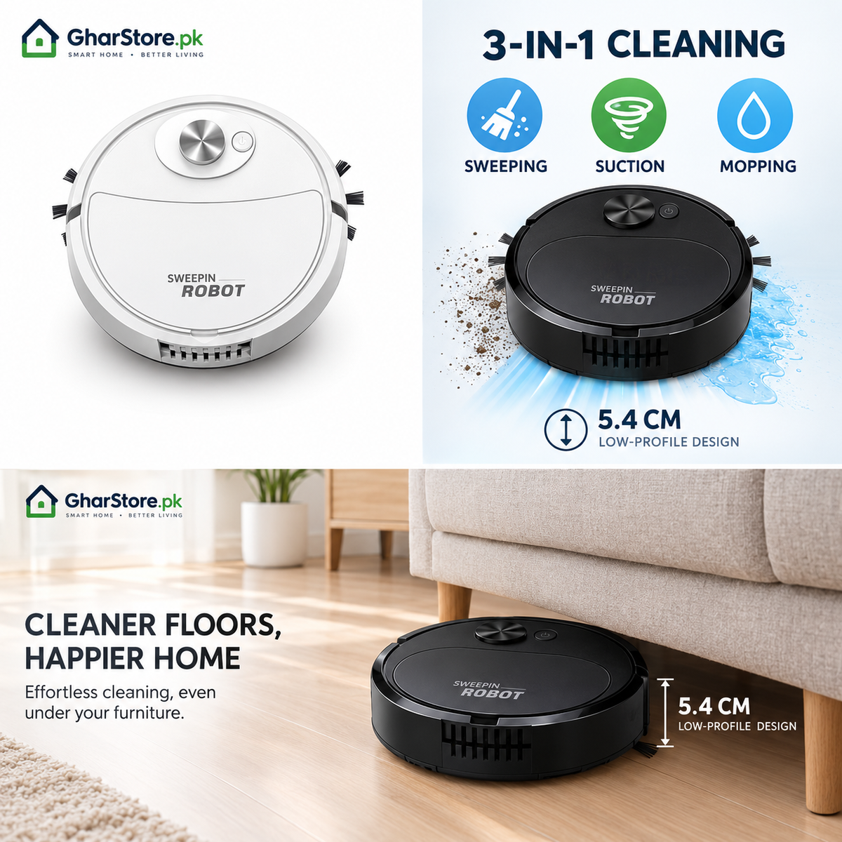 3-in-1 Robot Vacuum Cleaner – Sweeping, Suction & Mopping