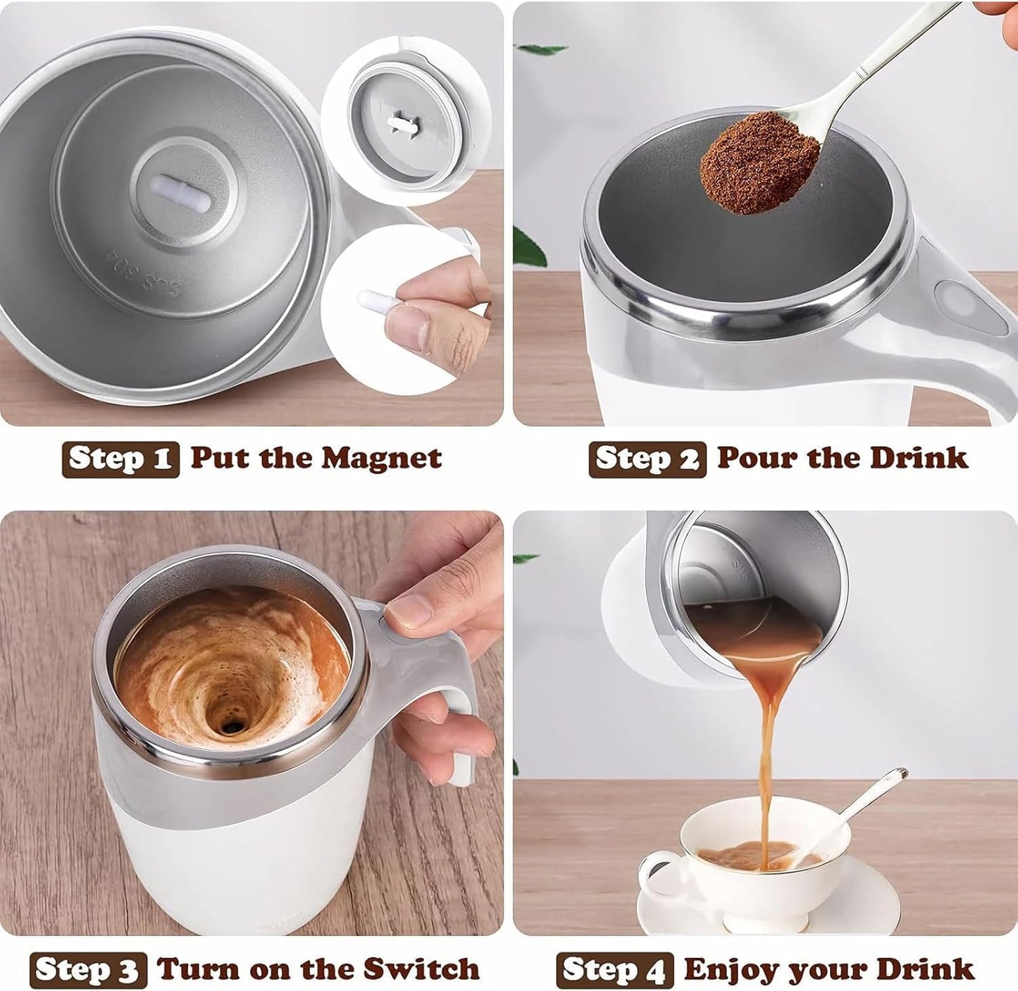 Automatic magnetic rotation electric coffee and milk mixing cup