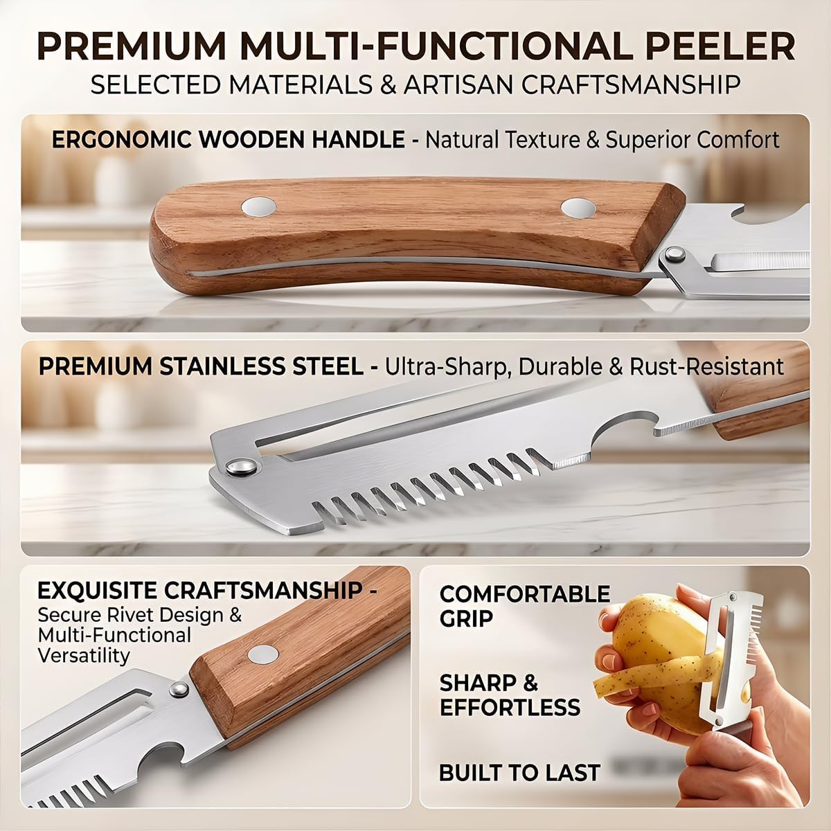 3-in-1 Stainless Steel Vegetable Peeler