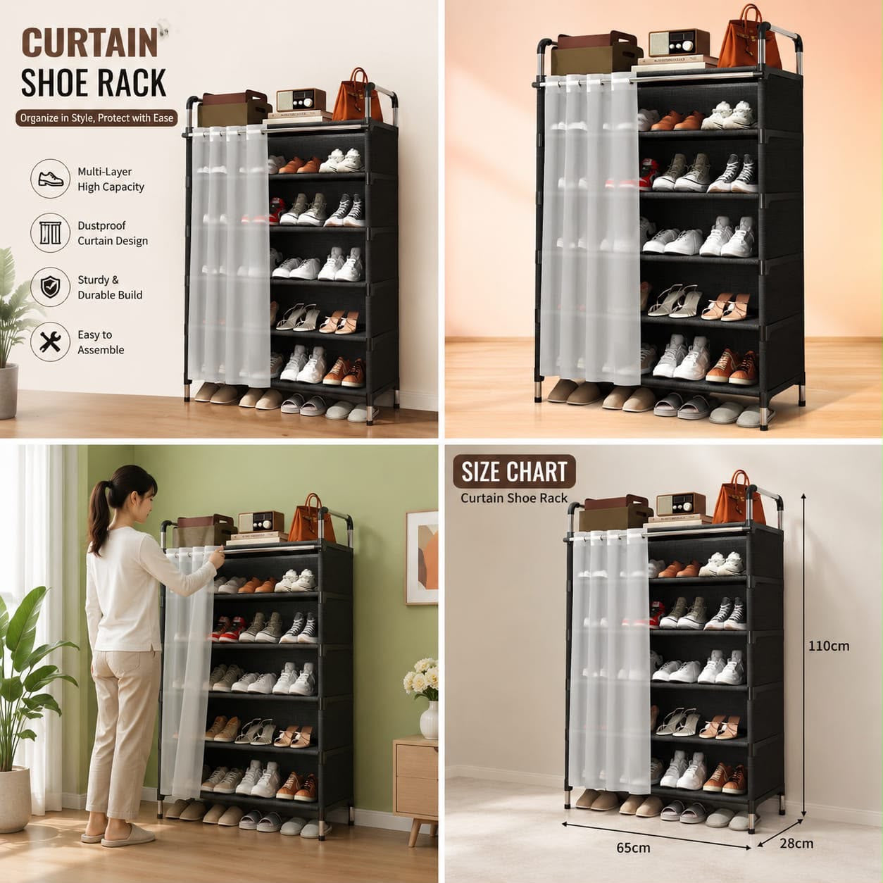 Curtain Shoe Rack
Premium Quality