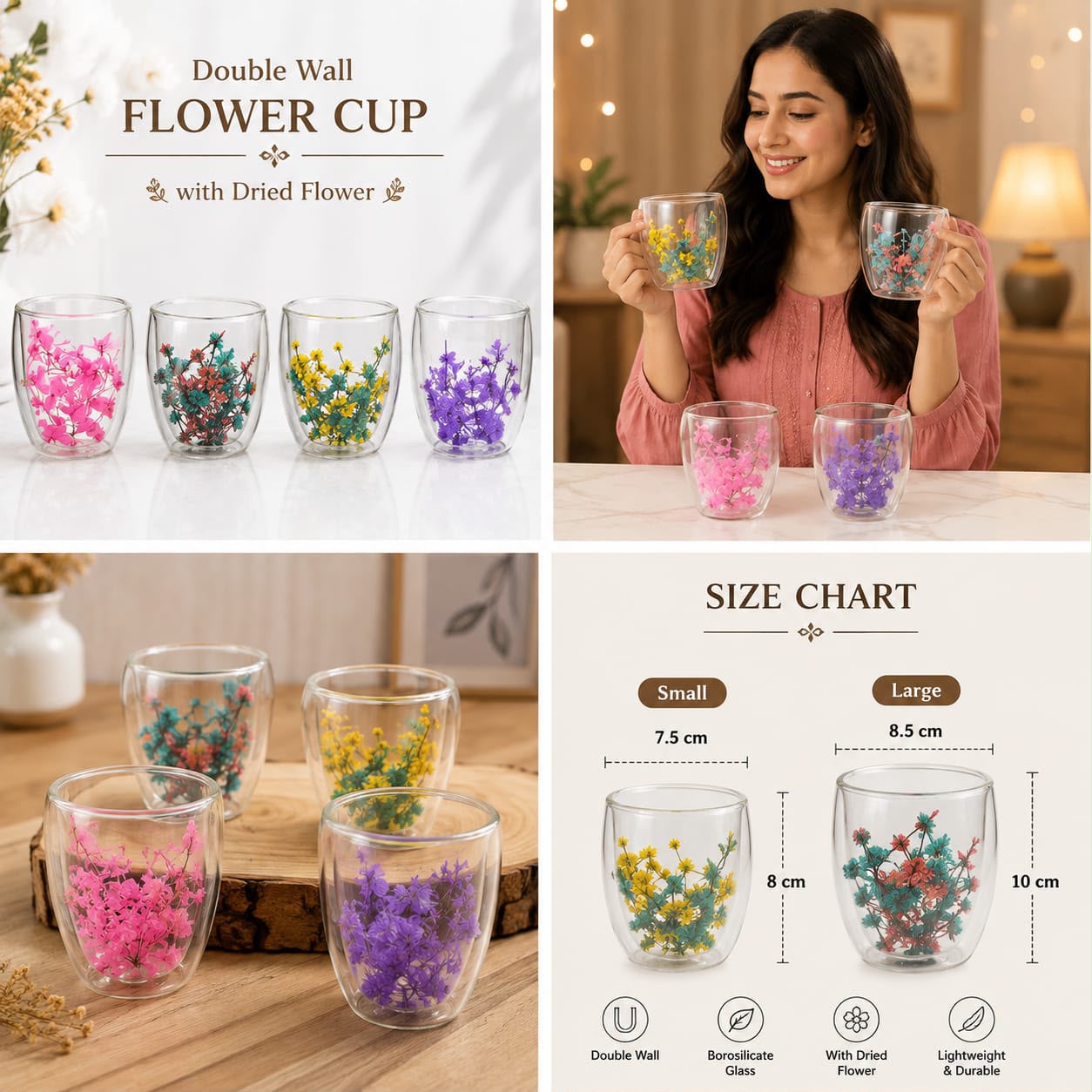 Double Layer Flower Glass