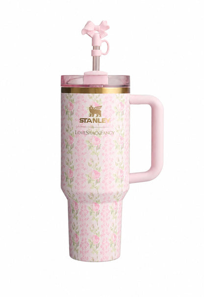 🌸 Stanley Floral Tumbler with Gift Box – Elegant Pink Edition 🌸