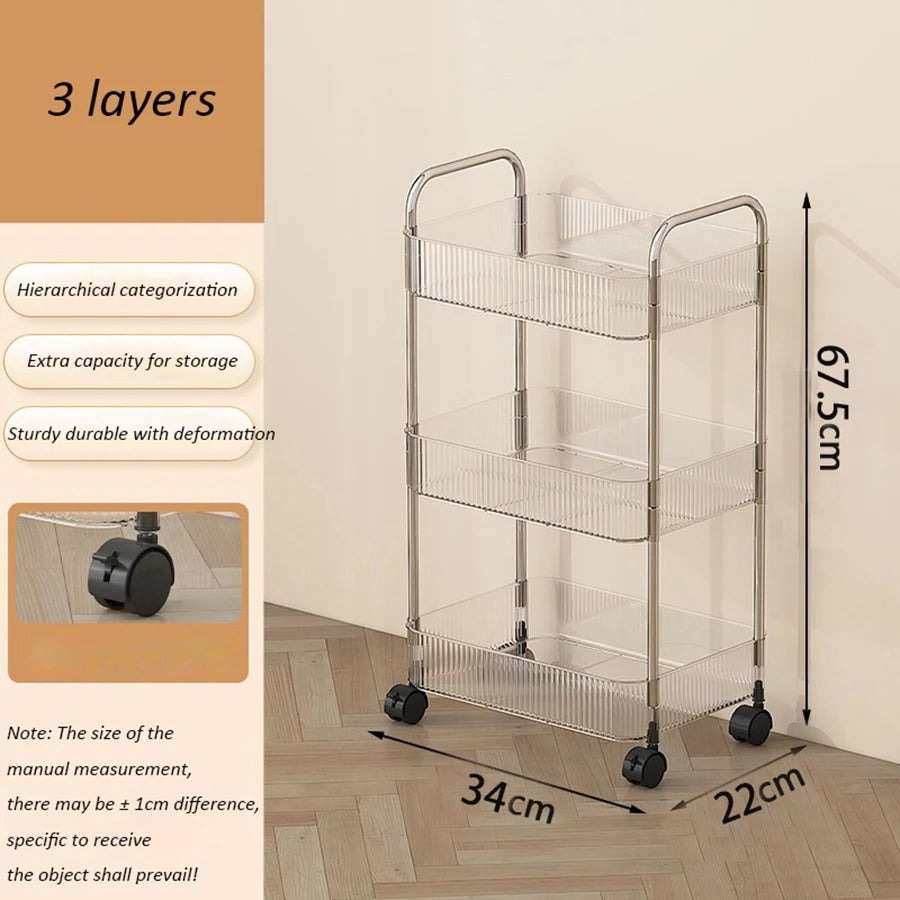 3 Tier Acrylic Rolling Utility Cart