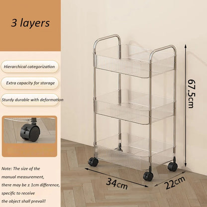 3 Tier Acrylic Rolling Utility Cart