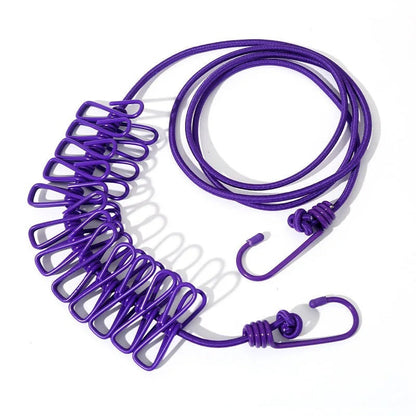 Elastic Clothesline Rope with Clips