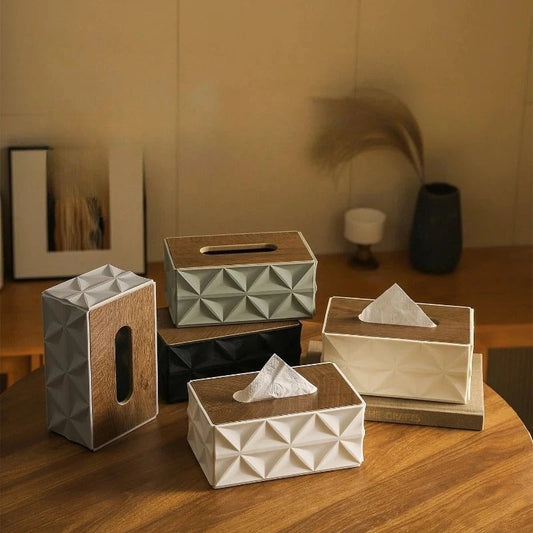 Tissue Box With Wooden Lid