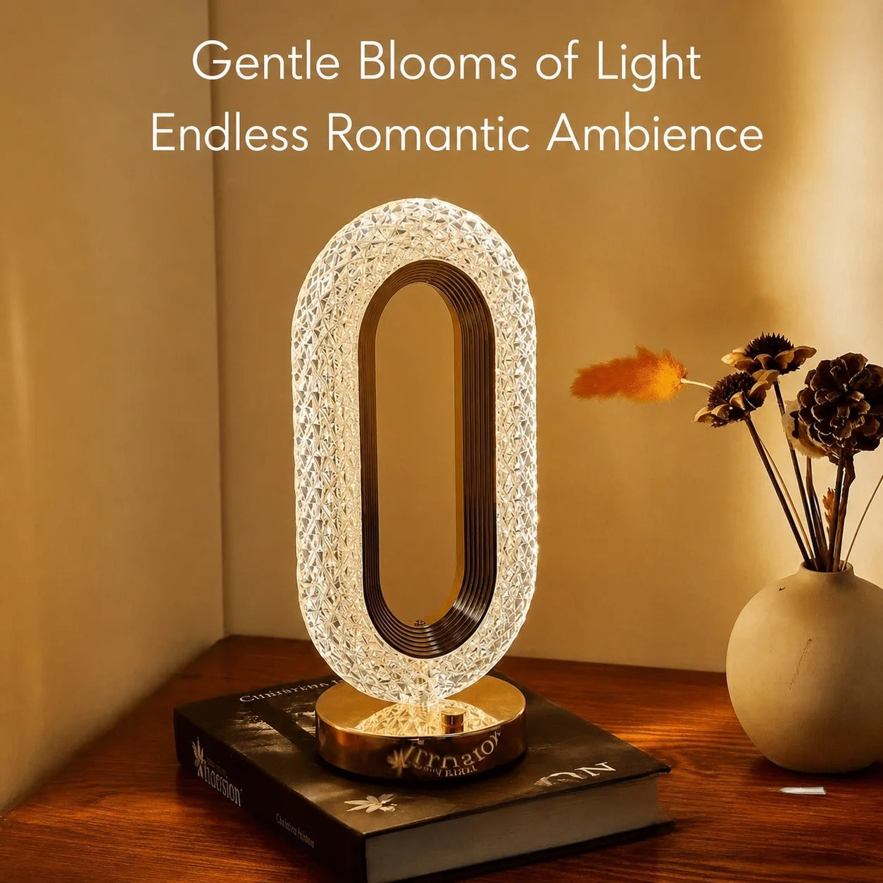 Oval Rechargeable Crystal Touch Lamp