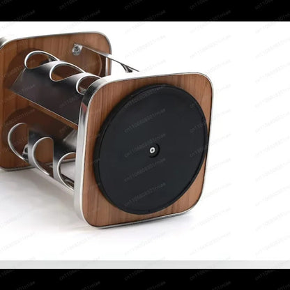 Wooden Stainless Steel Revolving Spice Rack