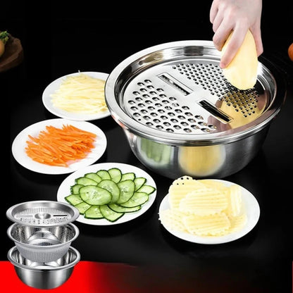 3in1 Stainless Steel Colander With Grater