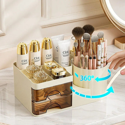 Desktop Cosmetic Organizer With Brush Holder