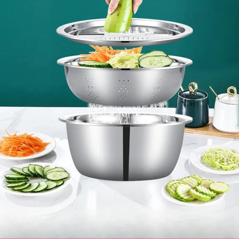 3in1 Stainless Steel Colander With Grater