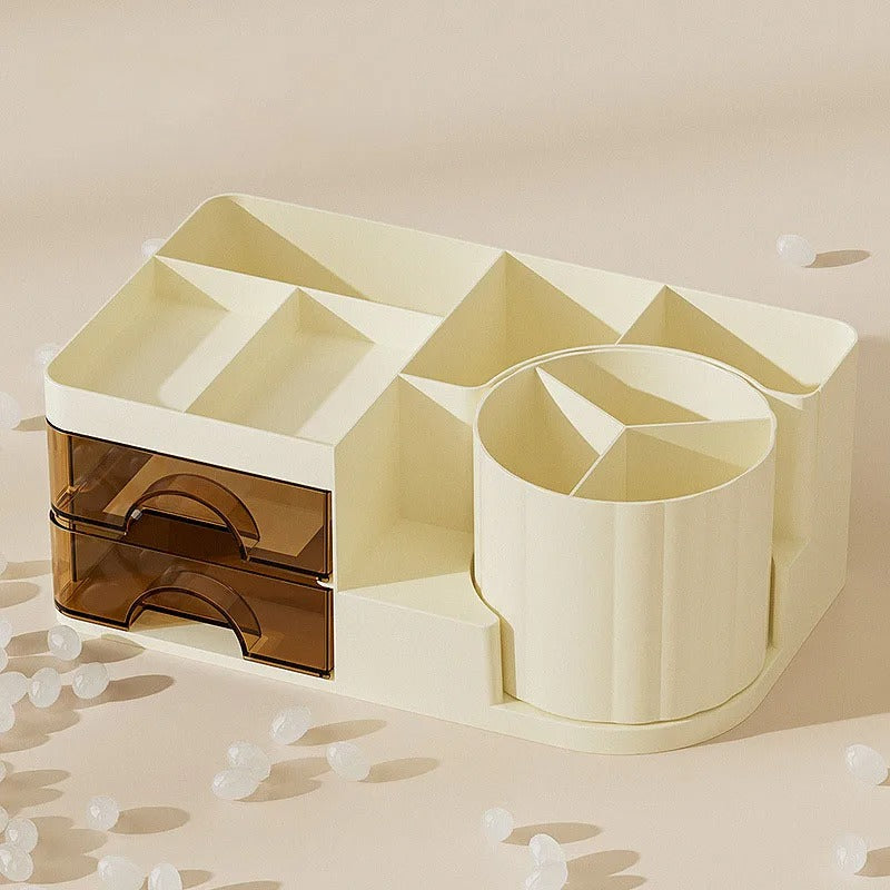 Desktop Cosmetic Organizer With Brush Holder