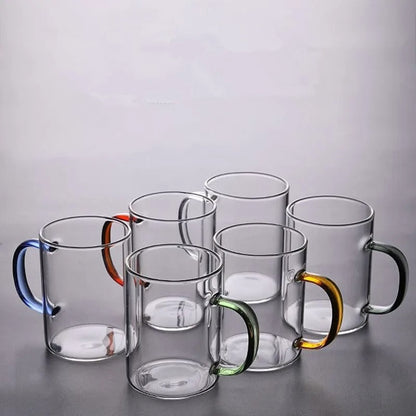 6 Pcs Colour Handle Cups 350ml With Box