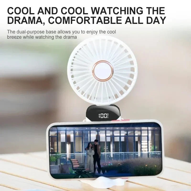 Foldable Portable Desk Outdoor Neck Hanging 5 Speed Fan