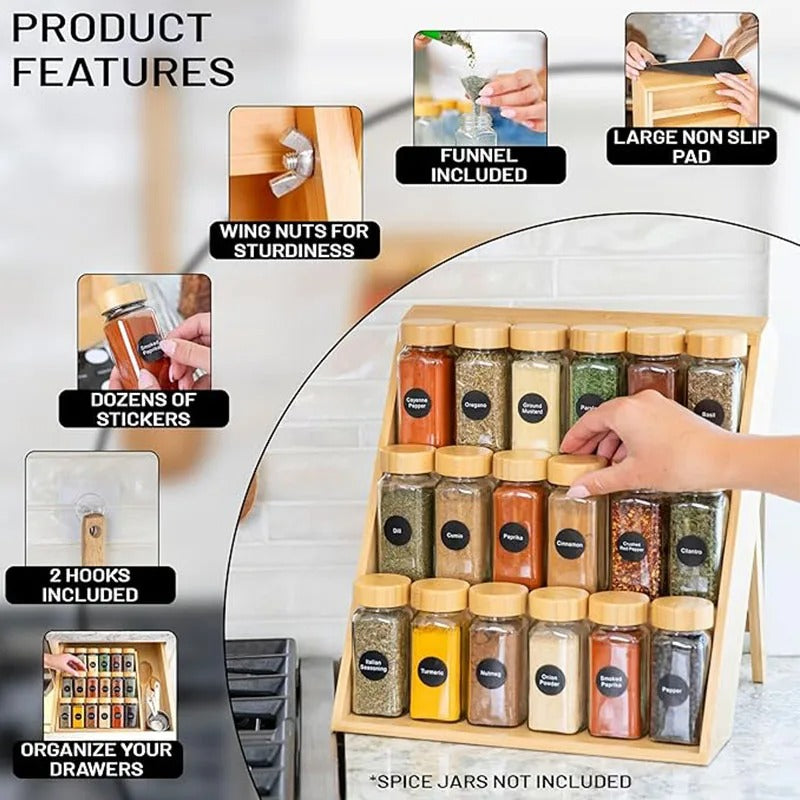 Wood Spice Rack Foldable