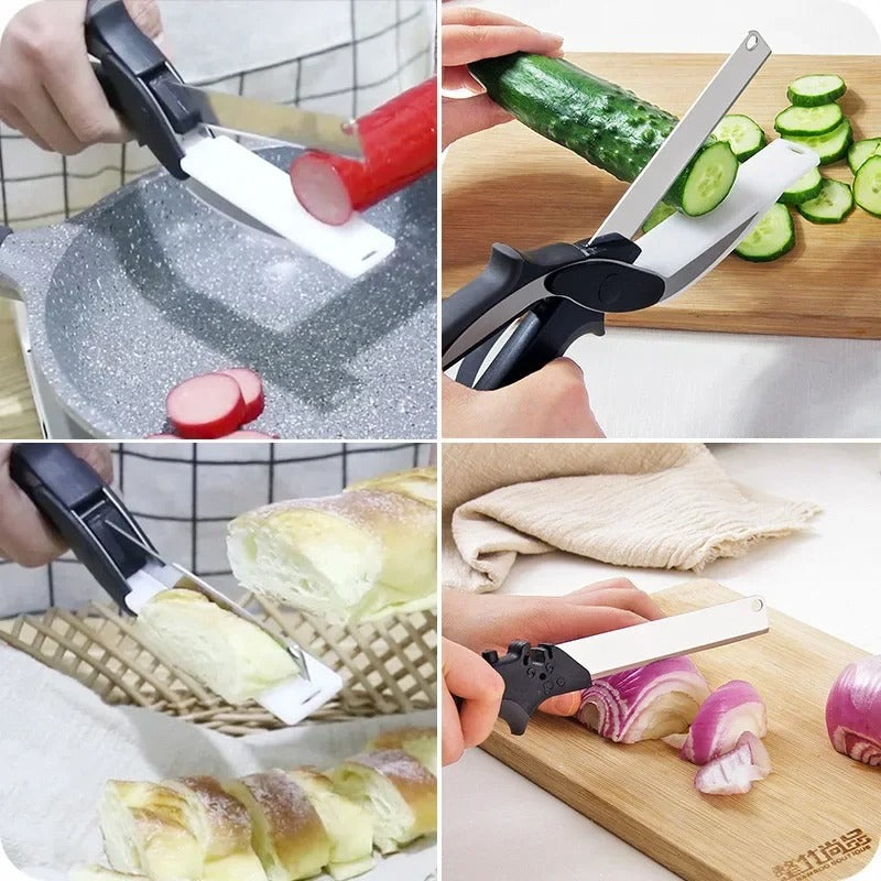 2 In 1 Multi-Function Stainless Steel Kitchen Scissors Cutter