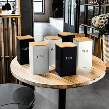 Tea Coffee Sugar Jar Tin Material 3 Pcs