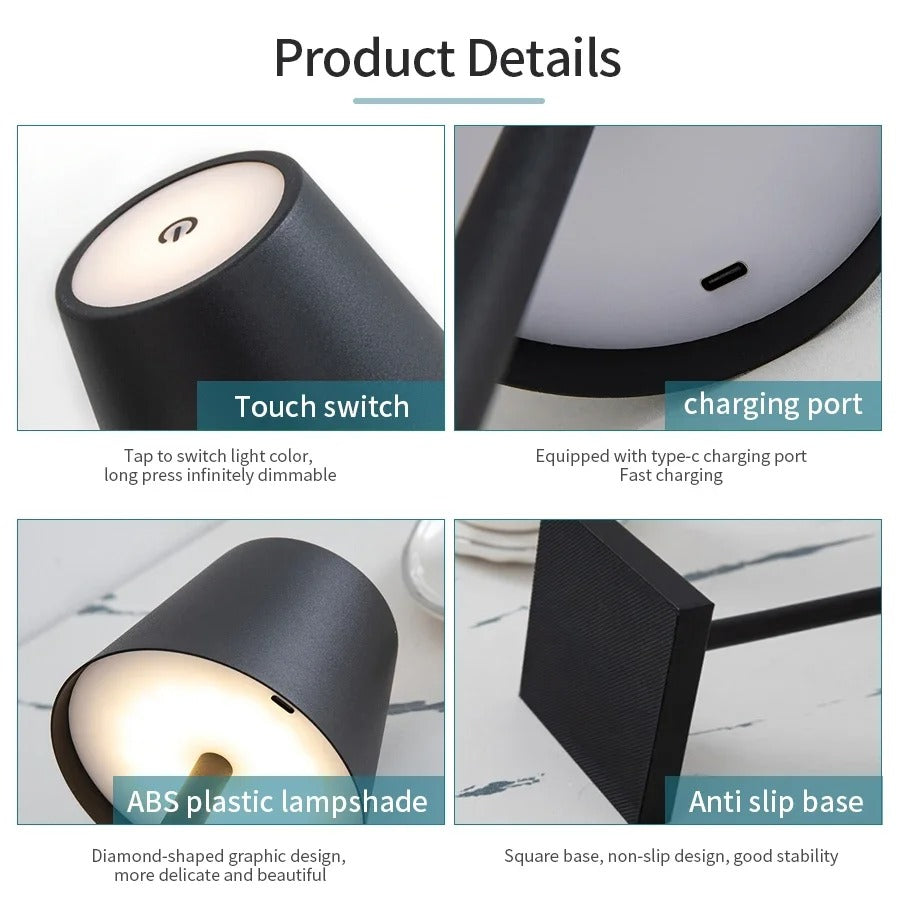 Luxury Metal Rechargeable Tap Lamp