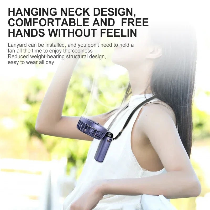 Foldable Portable Desk Outdoor Neck Hanging 5 Speed Fan