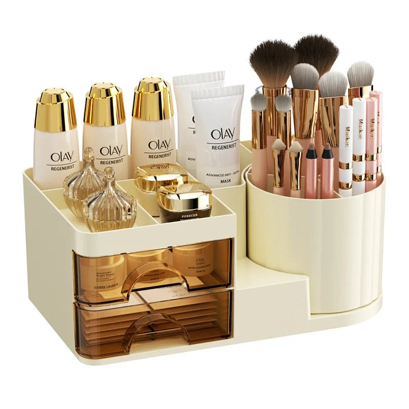Desktop Cosmetic Organizer With Brush Holder