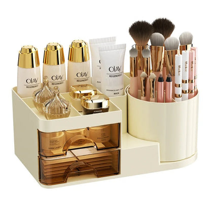Desktop Cosmetic Organizer With Brush Holder