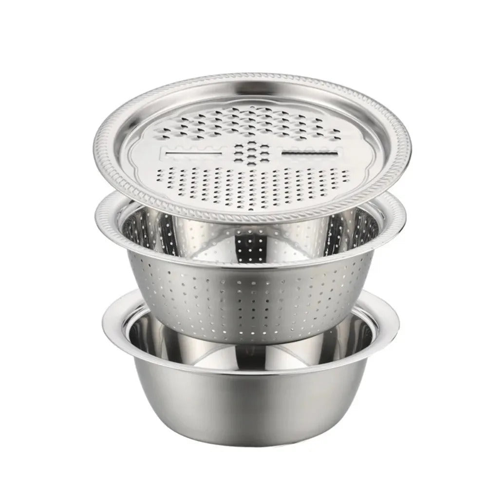 3in1 Stainless Steel Colander With Grater