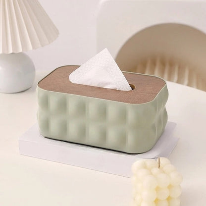 Bubble Tissue Box With Wooden Lid