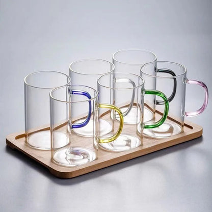 6 Pcs Colour Handle Cups 350ml With Box