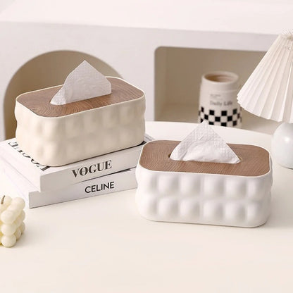 Bubble Tissue Box With Wooden Lid