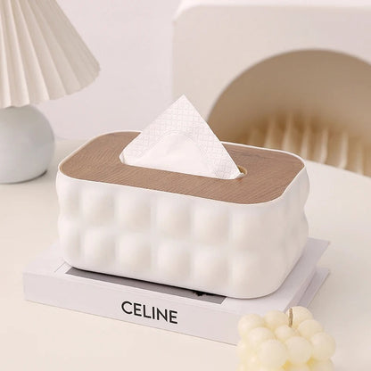 Bubble Tissue Box With Wooden Lid